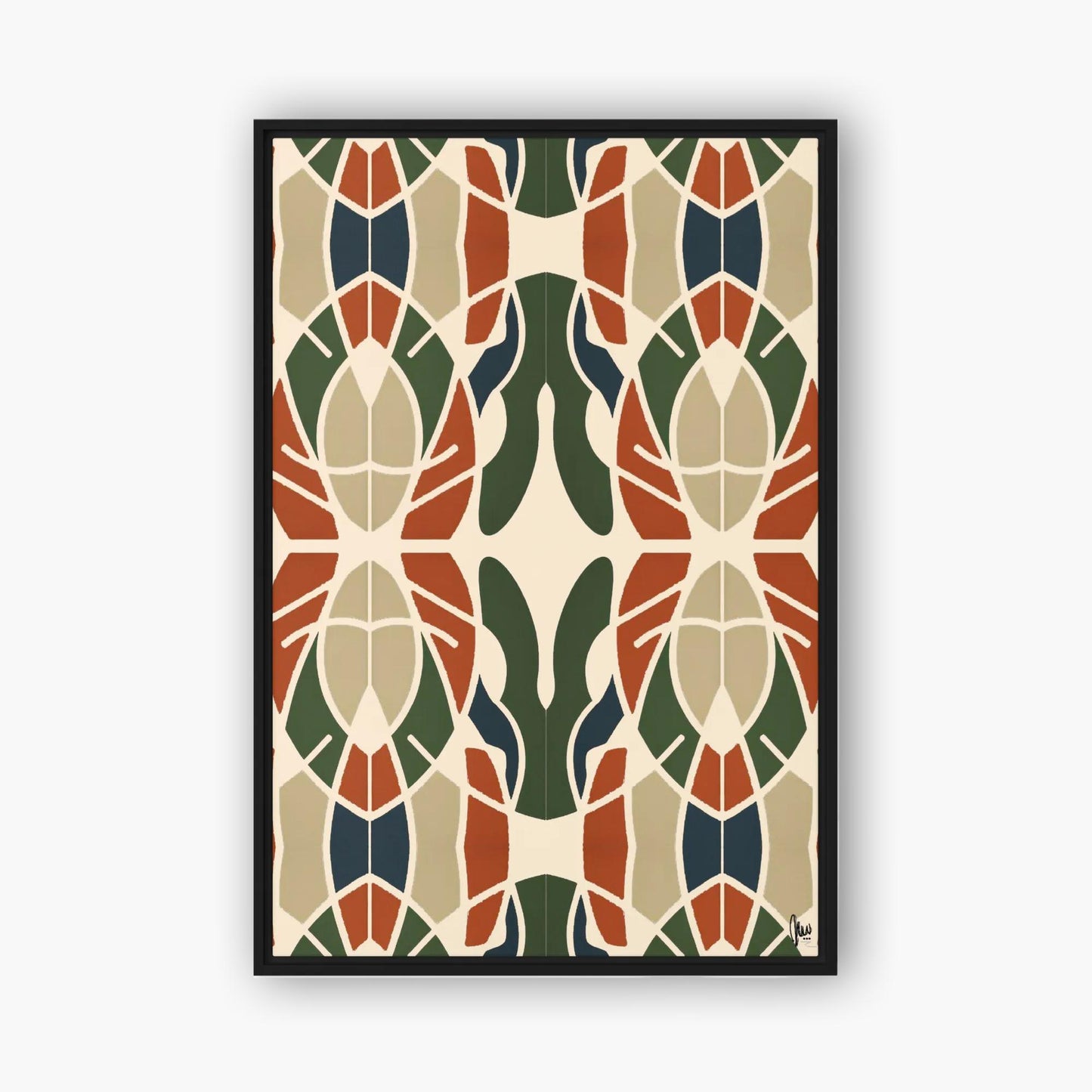 Framed abstract art print with geometric pattern on a white background by northwind illustrations