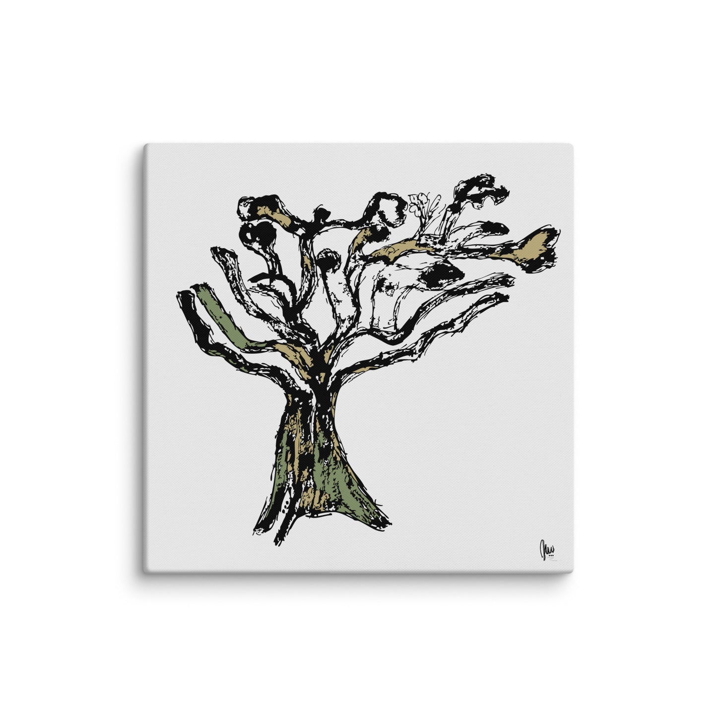 Abstract tree painting on a white background