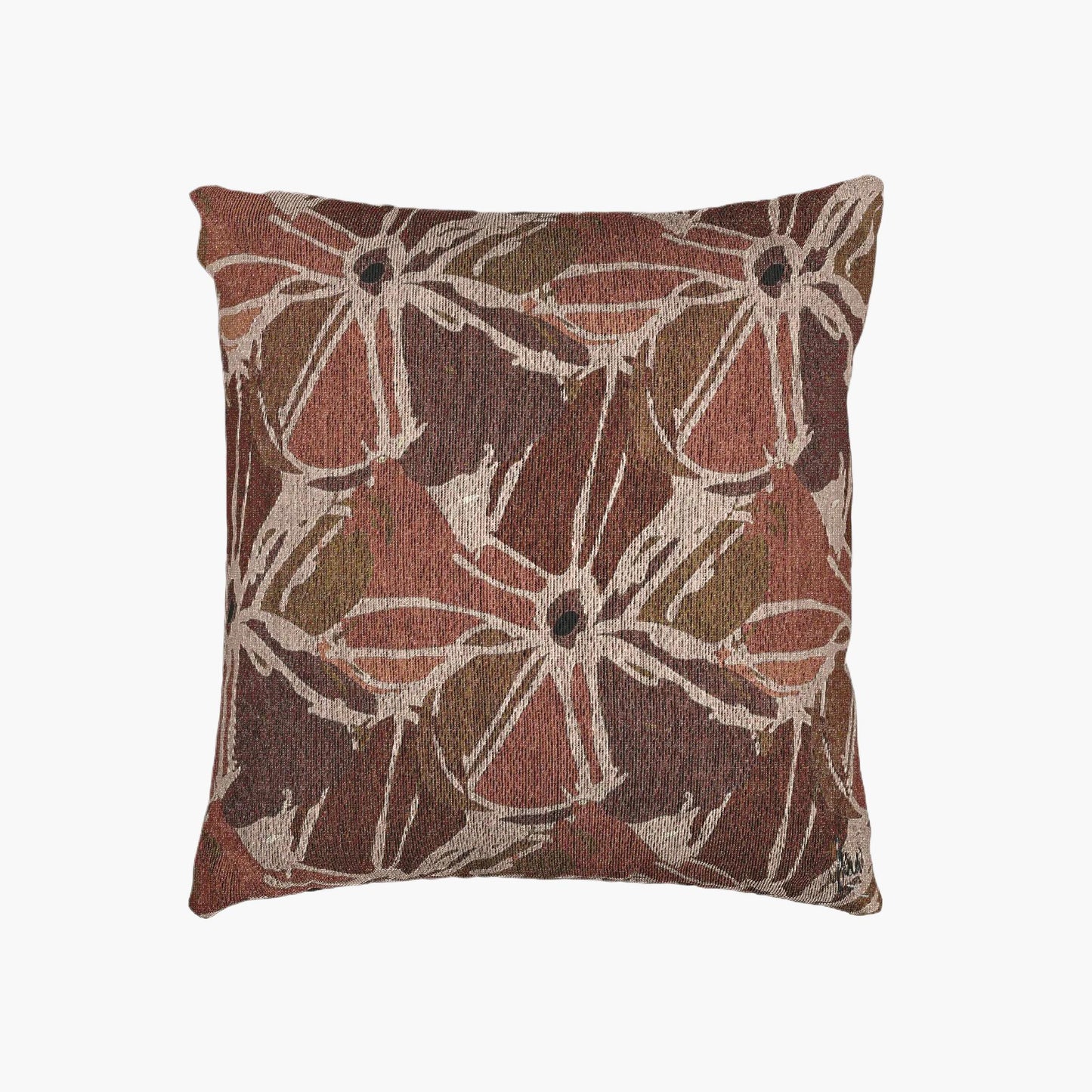 Decorative pillow with a floral pattern on a white background