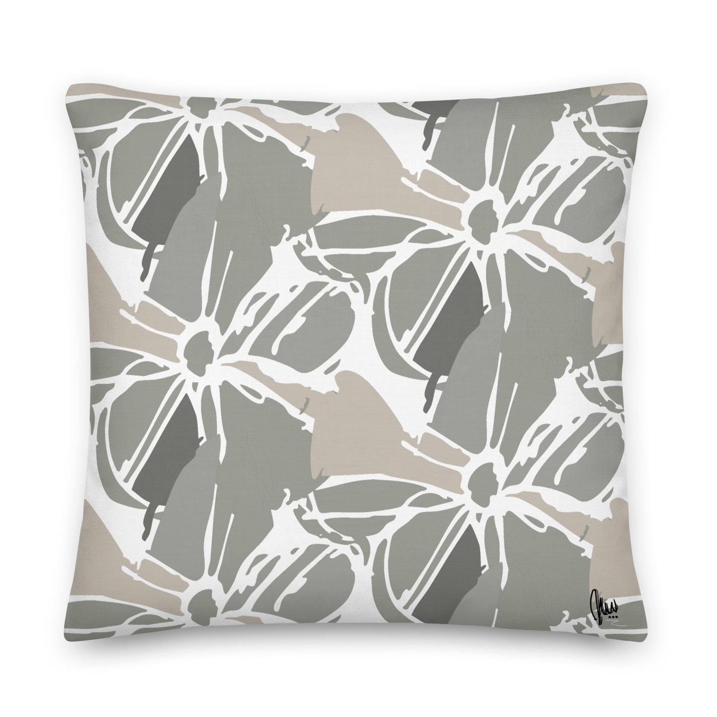 Decorative pillow with floral pattern on a white background