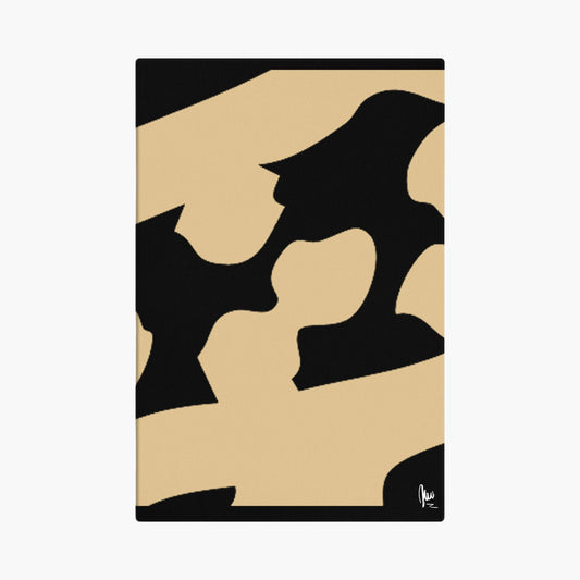 Beige and black abstract patterned product on a white background