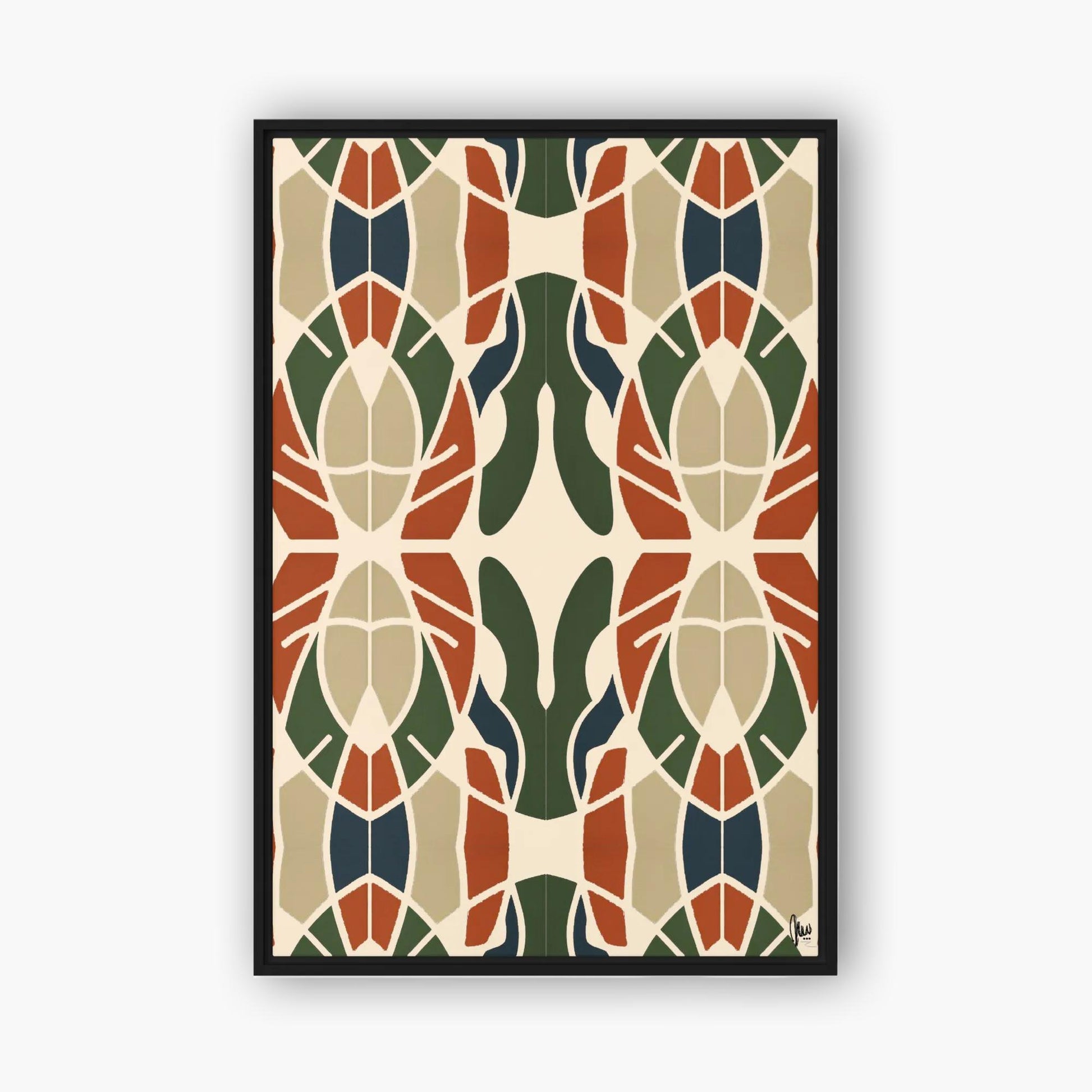 Framed abstract art print with geometric pattern on a white background by northwind illustrations