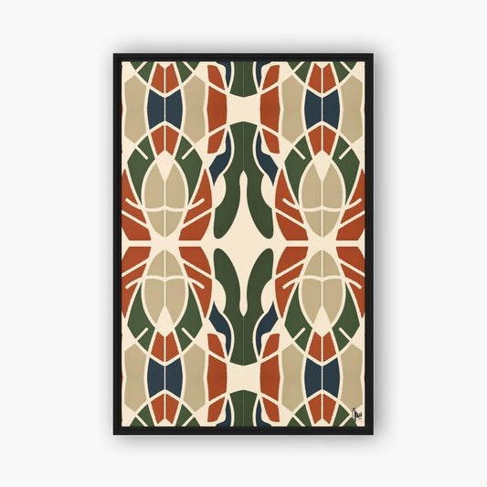 Framed abstract art print with geometric pattern on a white background by northwind illustrations