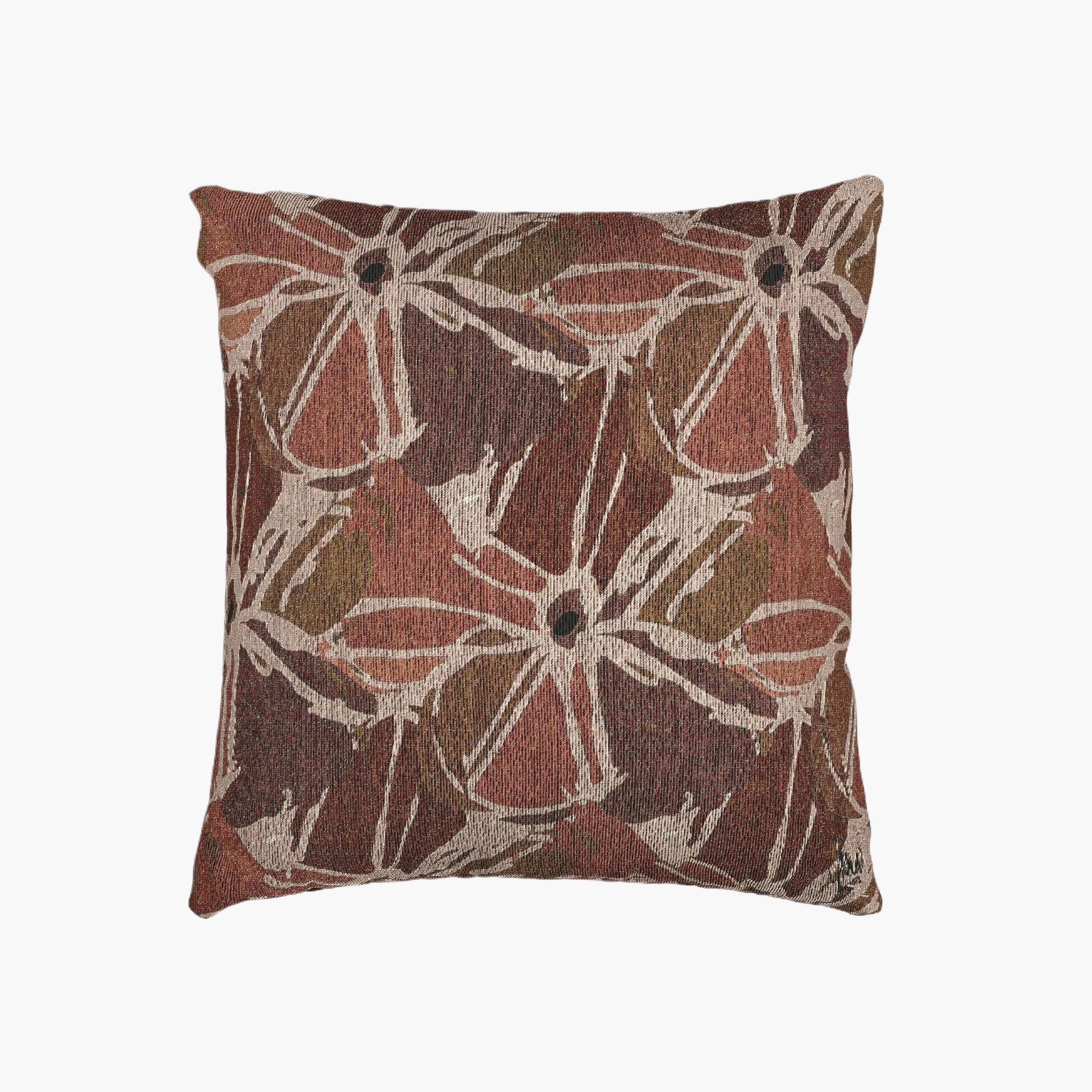 Decorative pillow with a floral pattern on a white background