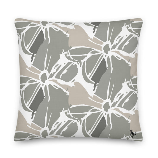 Decorative pillow with floral pattern on a white background