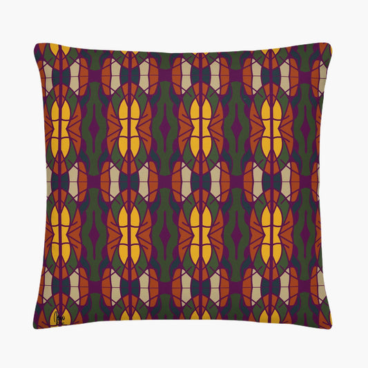 Decorative pillow with a colorful geometric pattern on a white background - by Northwind Illustrations