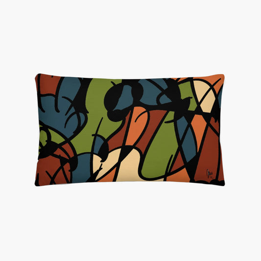 Colorful abstract-patterned pillow on a white background by northwind illustrations